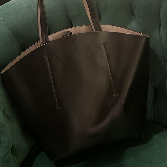 Zara Black Tote Tie Top with Inner Pouch A06 - Picture 5 of 6